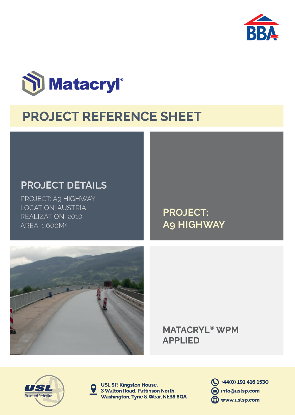USL, A9 Highway, Structural Products 